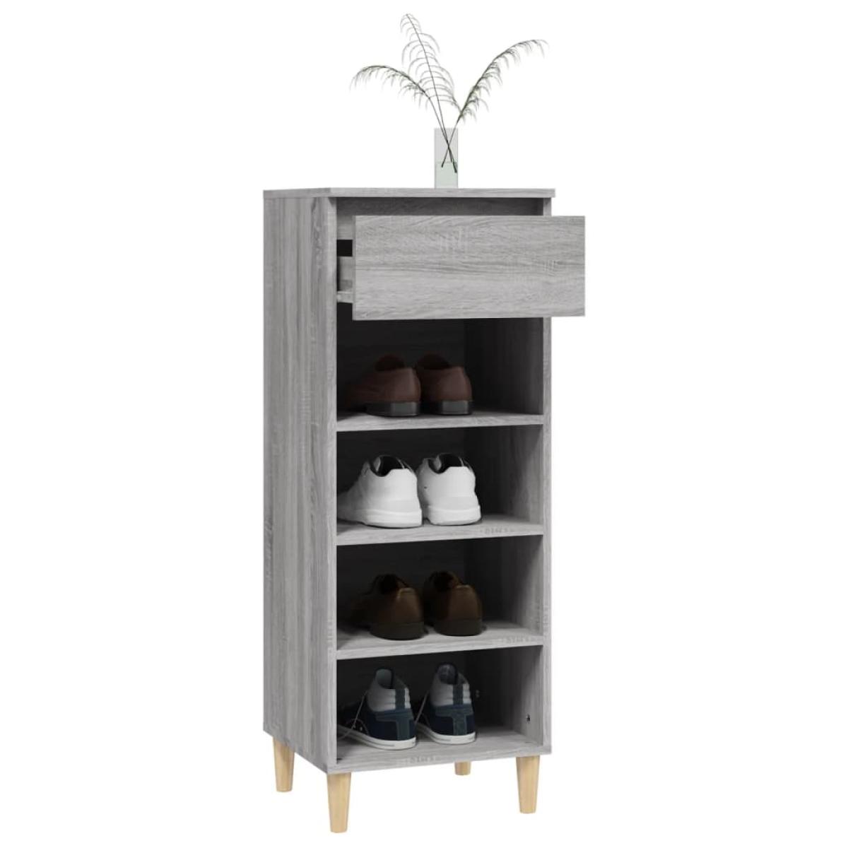 Mueble zapatero madera contrachapada gris Sonoma 40x36x105 cm