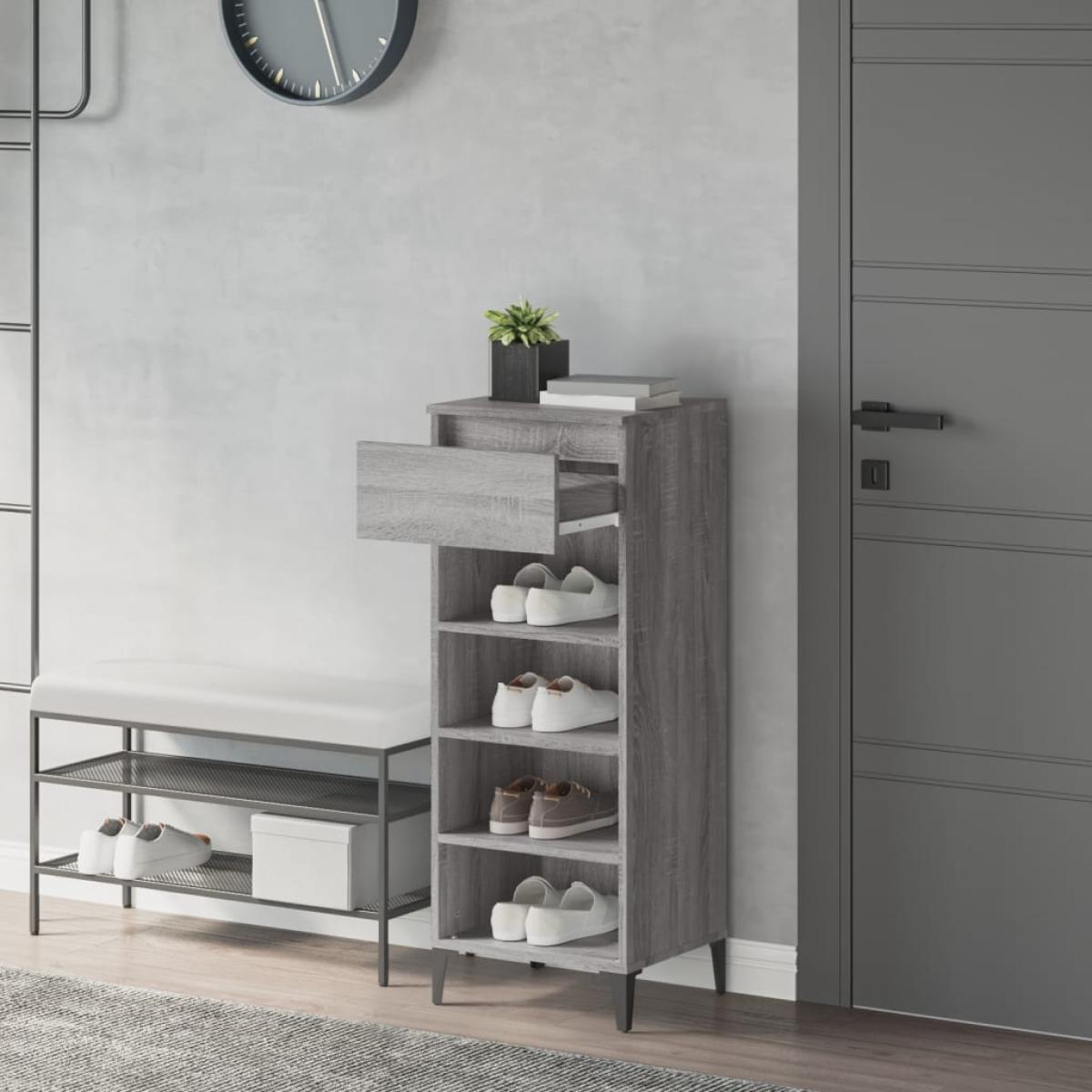 Mueble zapatero madera contrachapada gris Sonoma 40x36x105 cm