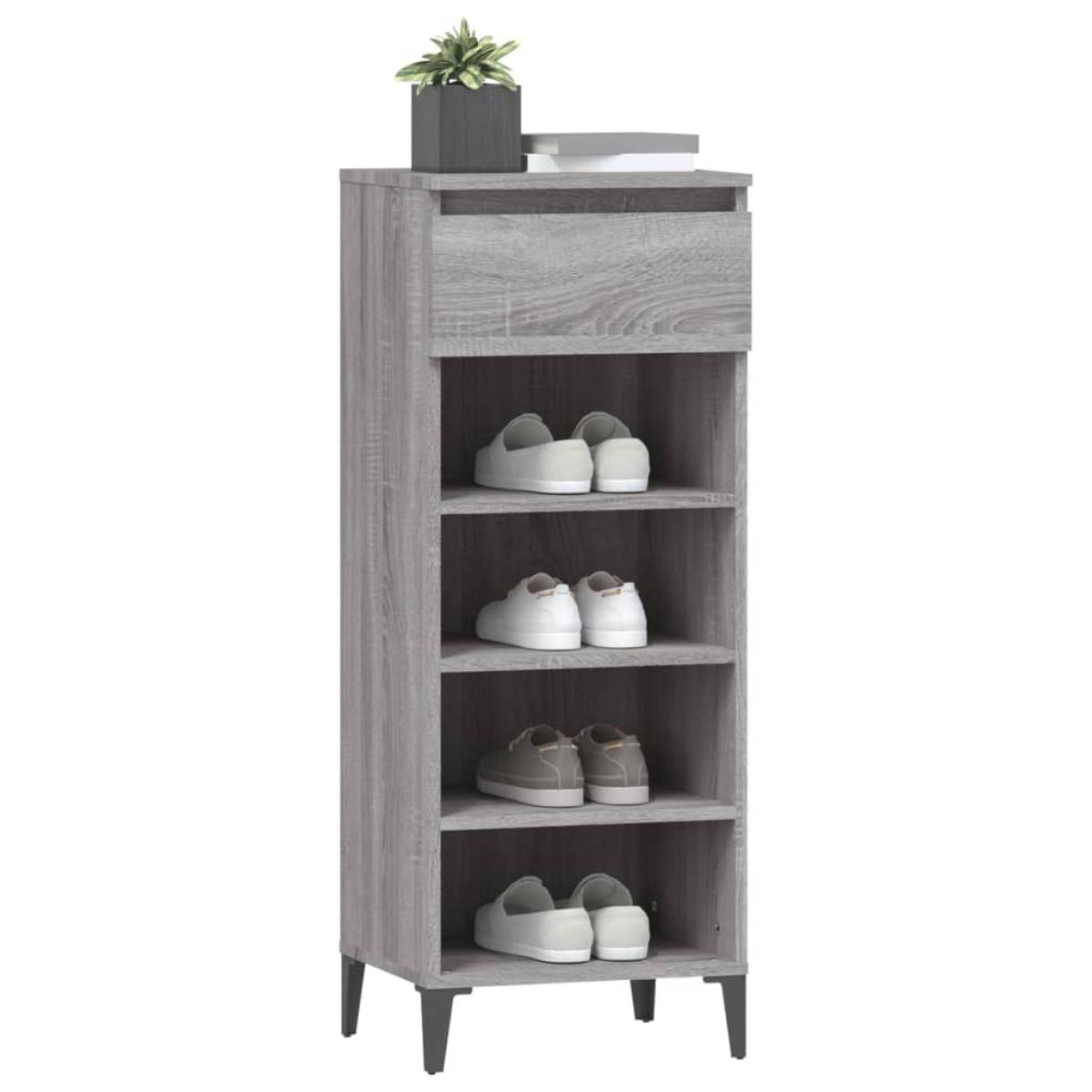 Mueble zapatero madera contrachapada gris Sonoma 40x36x105 cm