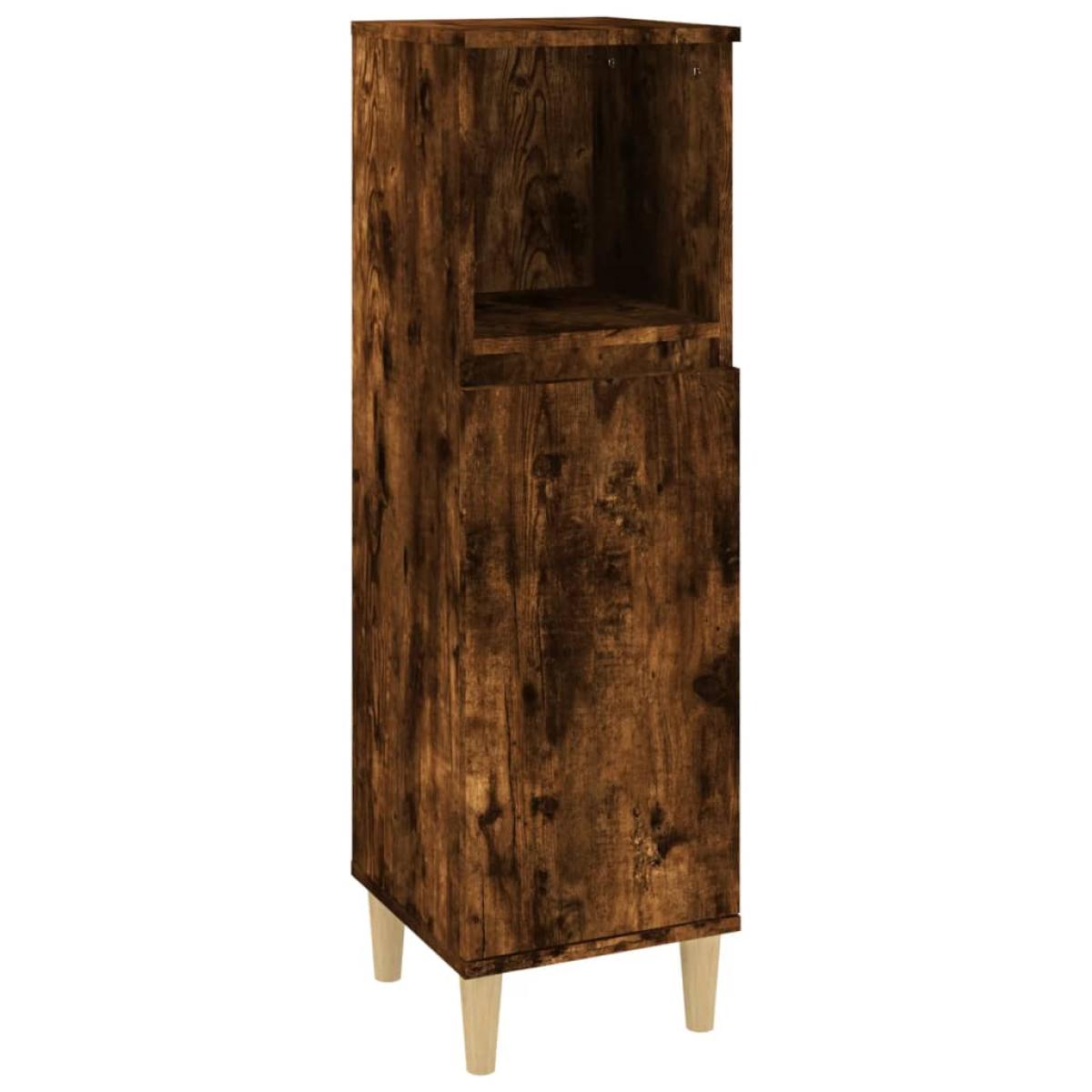 Armario de baño madera contrachapada roble ahumado 30x30x100 cm