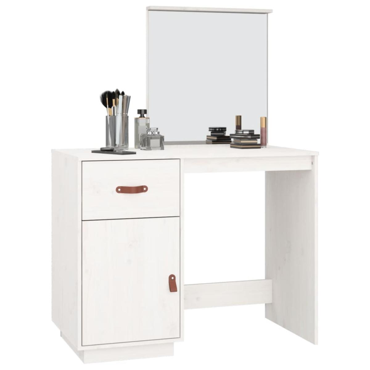 Mesa tocador de madera maciza de pino blanca 95x50x134 cm