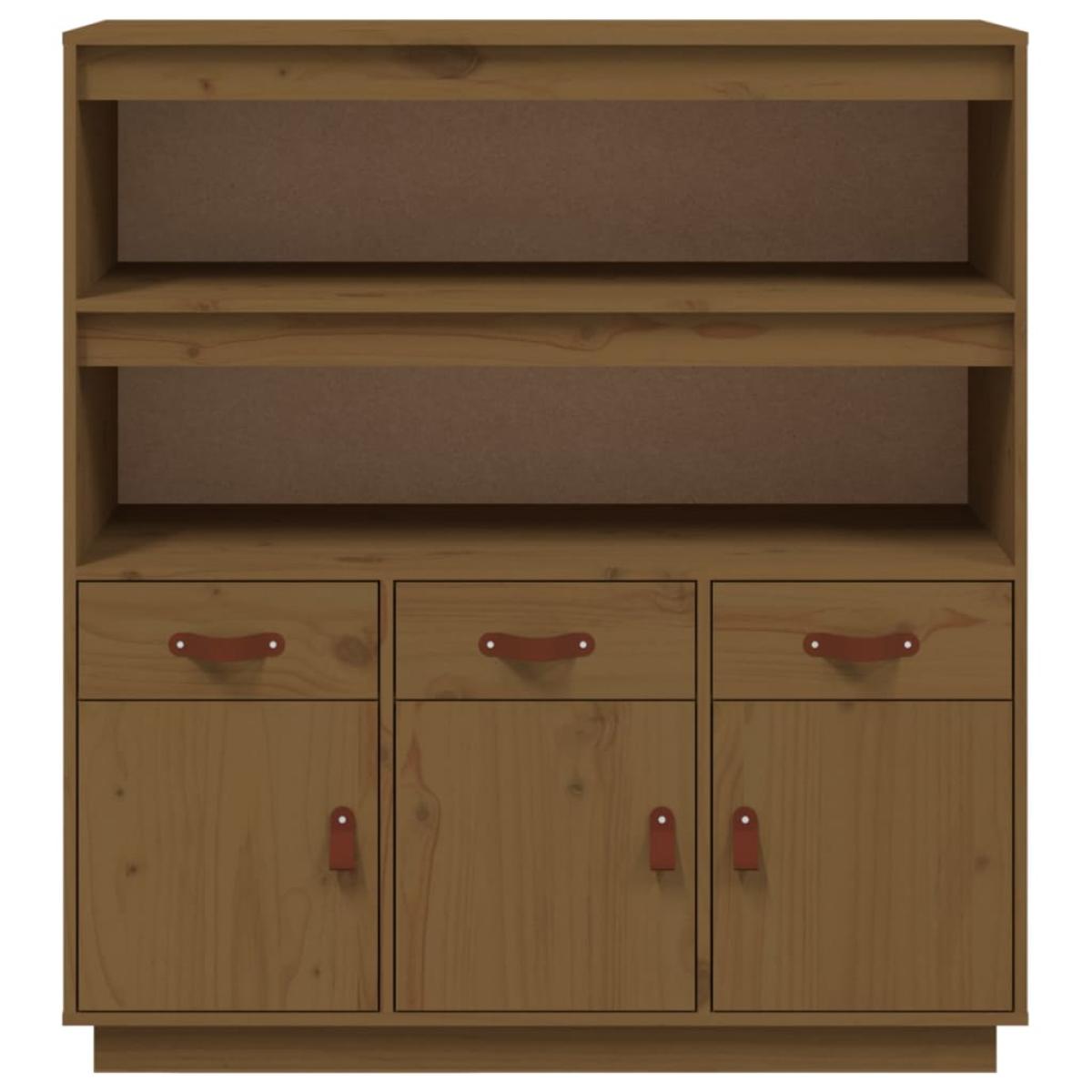 Aparador alto madera maciza de pino marrón miel 100x40x108,5 cm