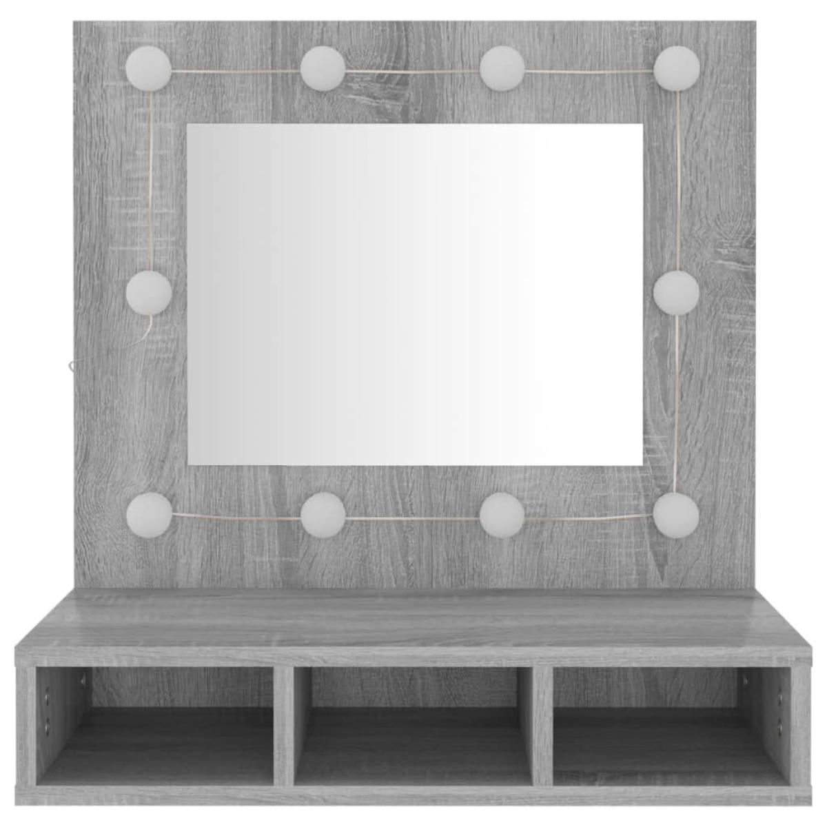 Mueble con espejo y LED color gris Sonoma 60x31,5x62 cm