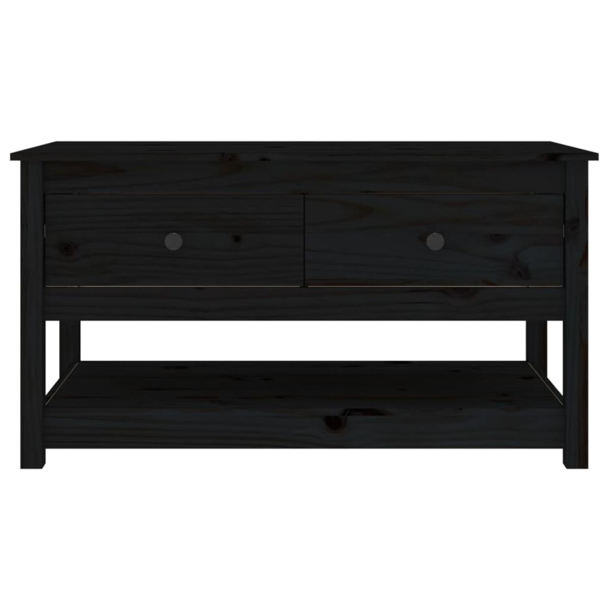 Mesa de centro de madera maciza de pino negra 102x49x55 cm