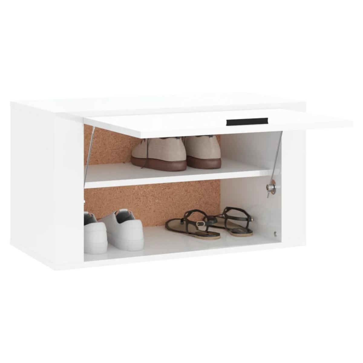 Mueble zapatero pared contrachapada blanco brillo 70x35x38 cm