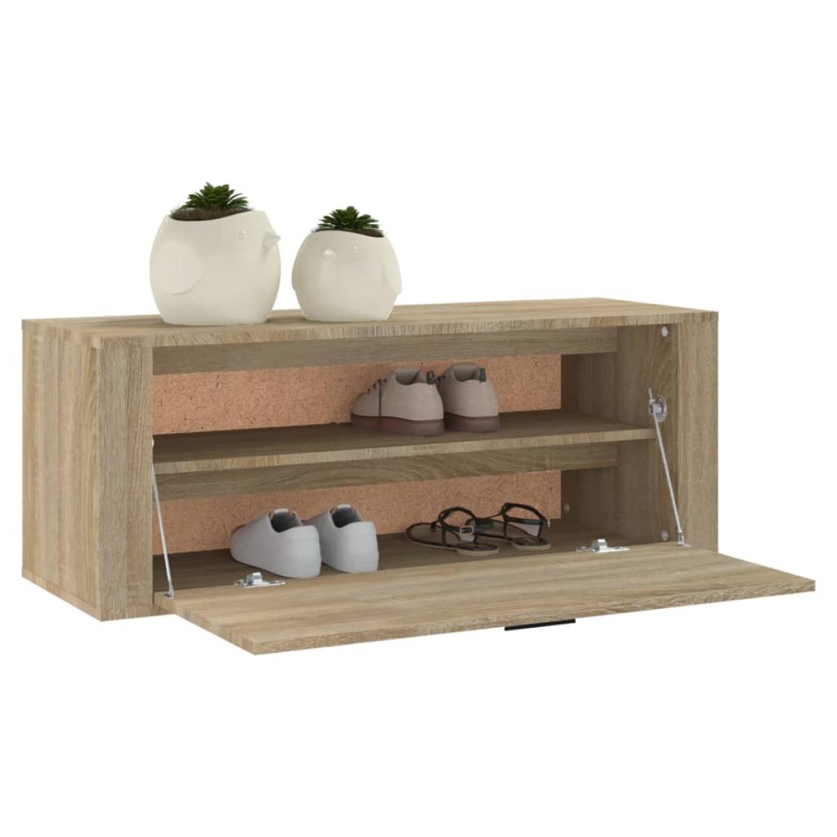 Mueble zapatero pared contrachapada roble Sonoma 100x35x38 cm