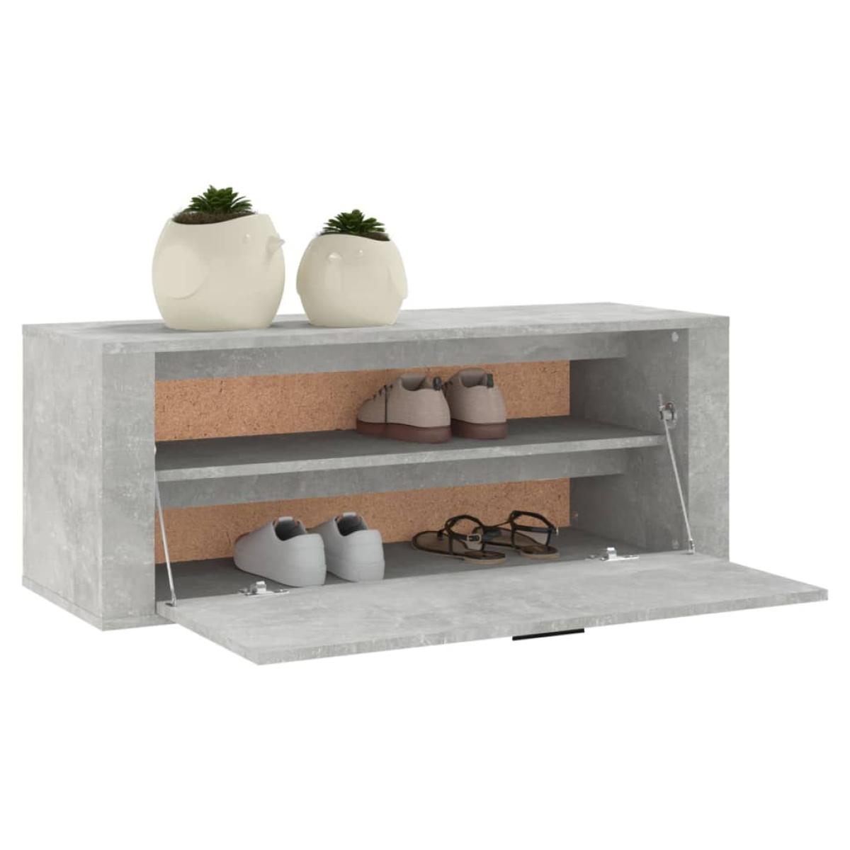 Mueble zapatero pared contrachapada gris hormigón 100x35x38 cm