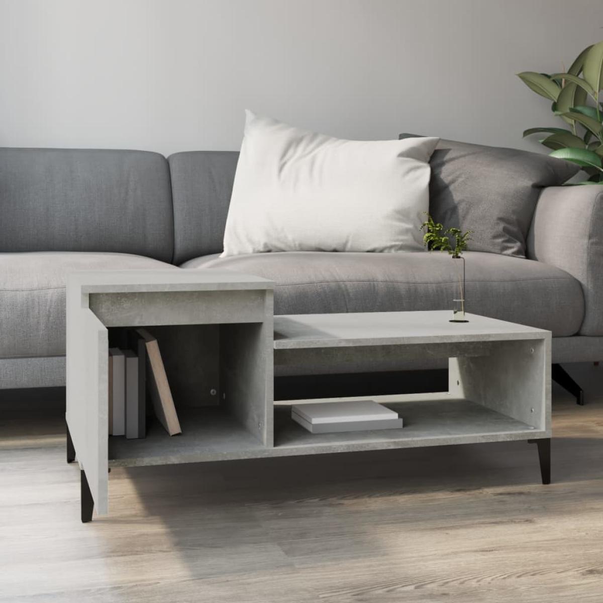Mesa de centro madera contrachapada gris hormigón 100x50x45 cm
