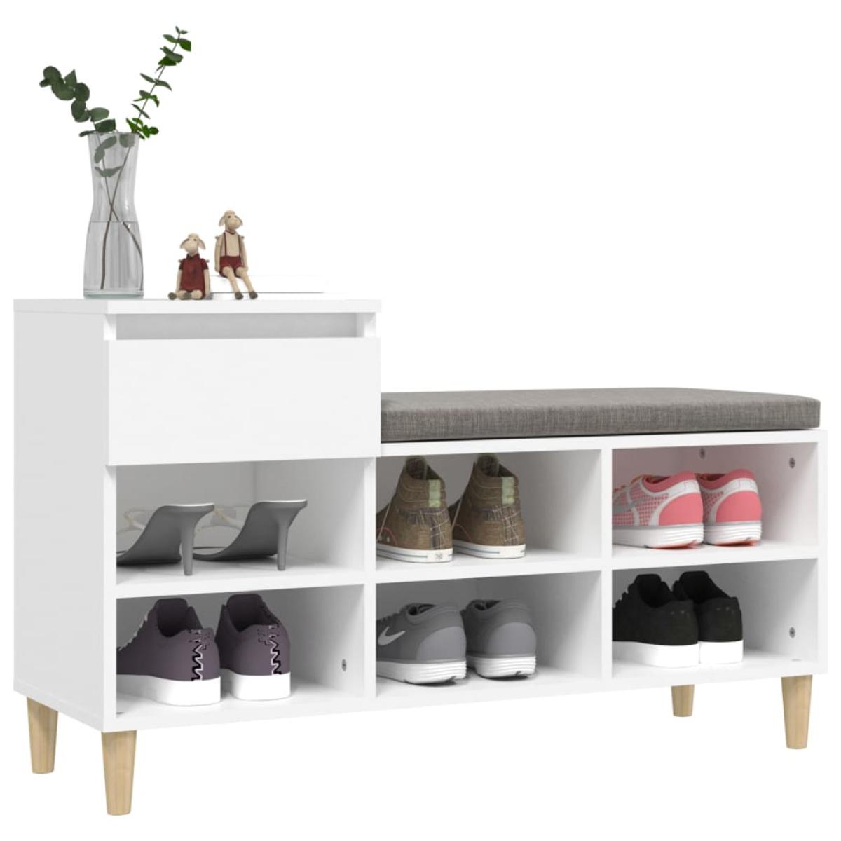 Mueble zapatero madera contrachapada blanco 102x36x60 cm