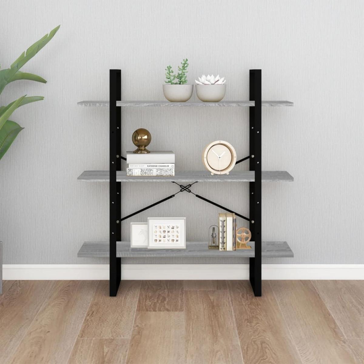 Estantería madera contrachapada gris Sonoma 100x30x105 cm