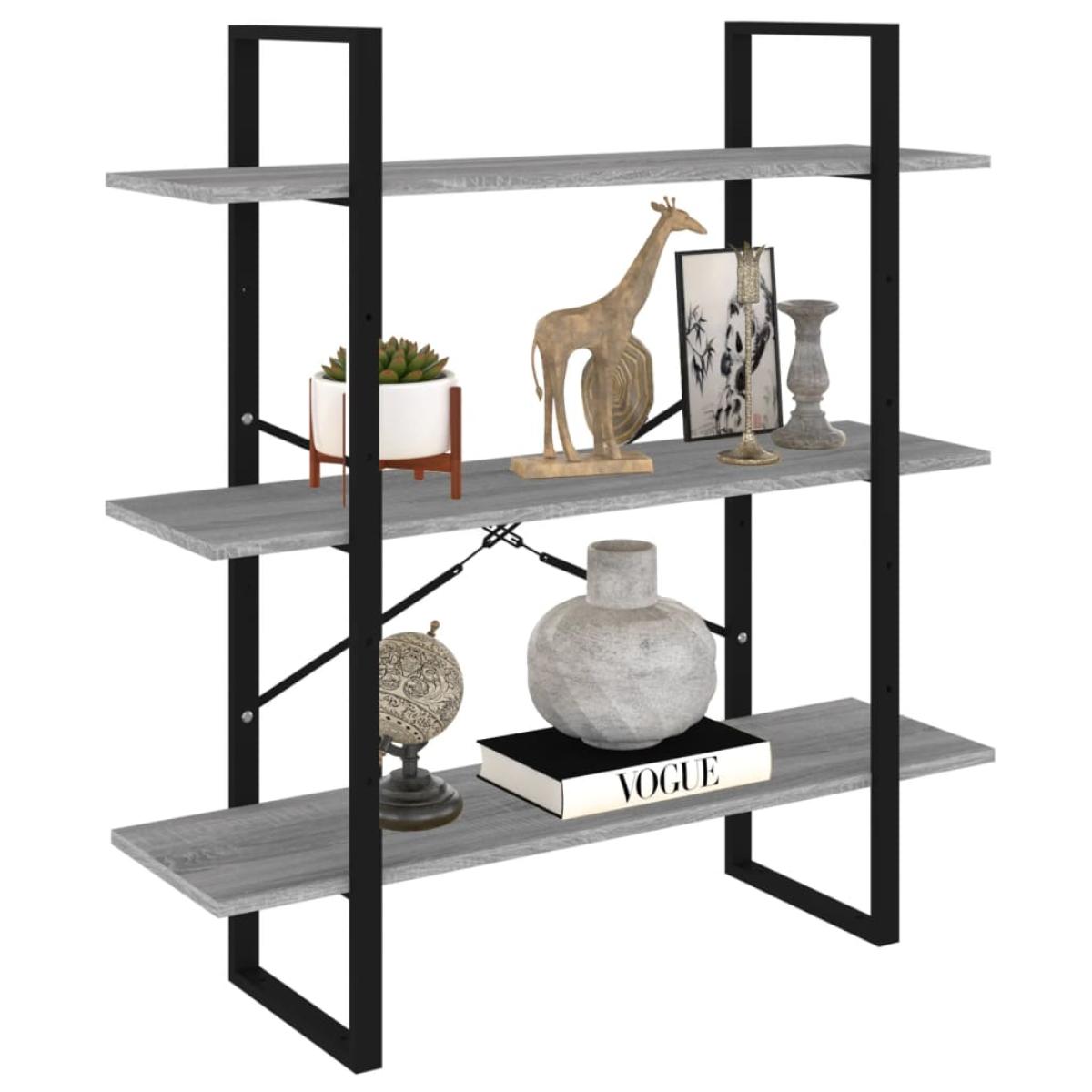 Estantería madera contrachapada gris Sonoma 100x30x105 cm