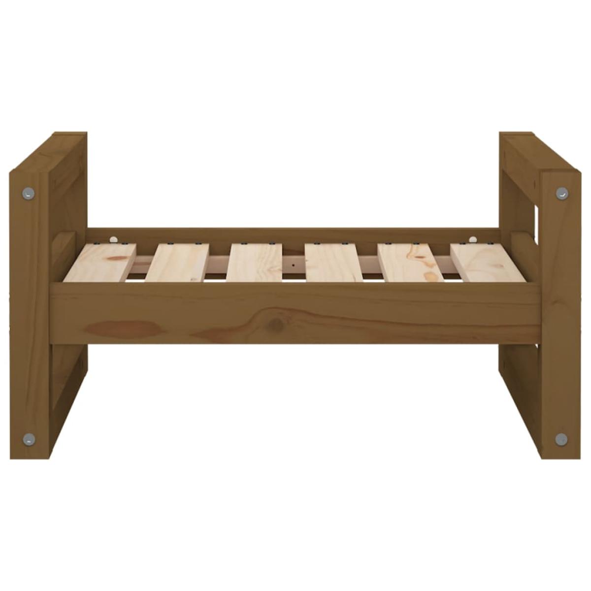 Cama para perros madera maciza pino marrón miel 55,5x45,5x28 cm