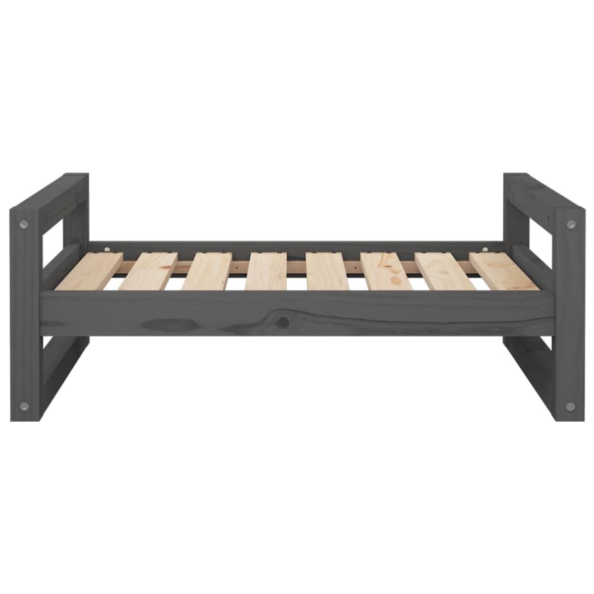 Cama para perros madera maciza de pino gris 75,5x55,5x28 cm