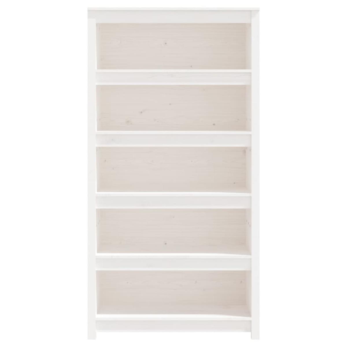Estantería madera maciza de pino blanca 80x35x154 cm