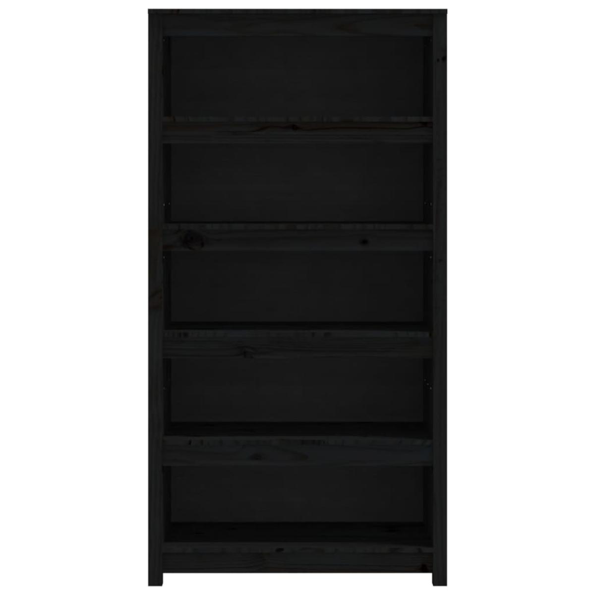 Estantería madera maciza de pino negra 80x35x154 cm
