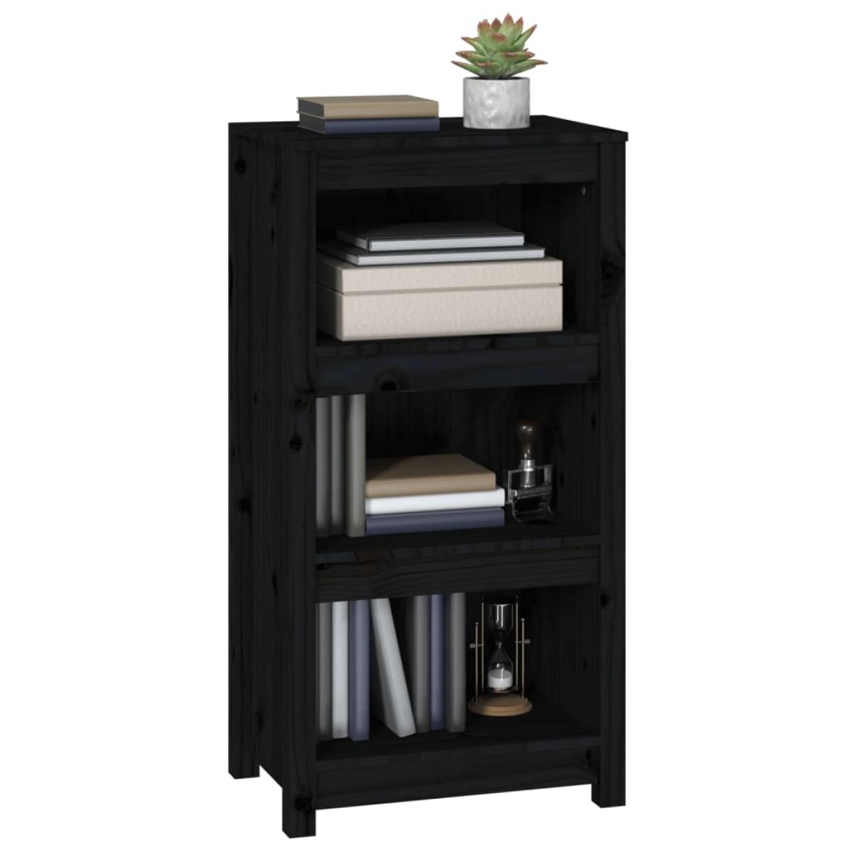 Estantería madera maciza de pino negra 50x35x97 cm