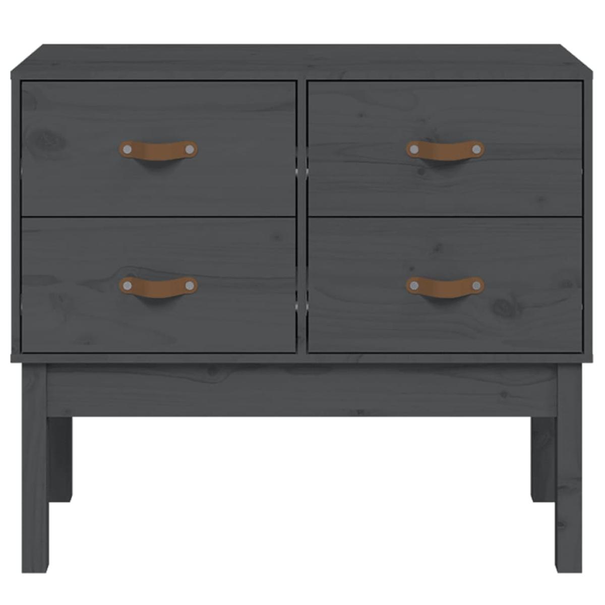 Mueble consola de madera maciza de pino gris 90x40x78 cm