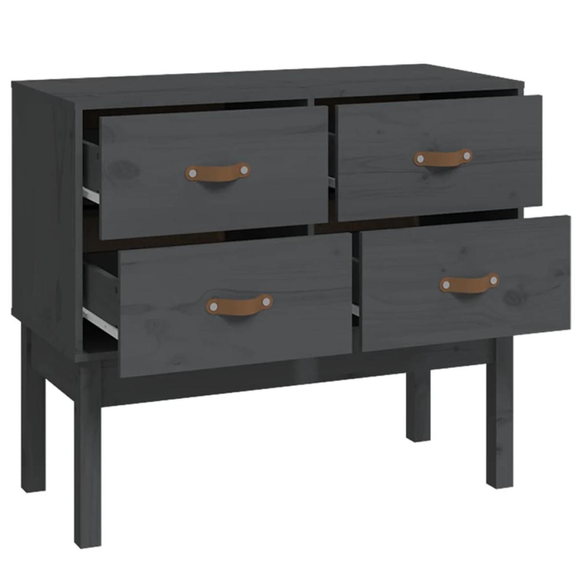 Mueble consola de madera maciza de pino gris 90x40x78 cm