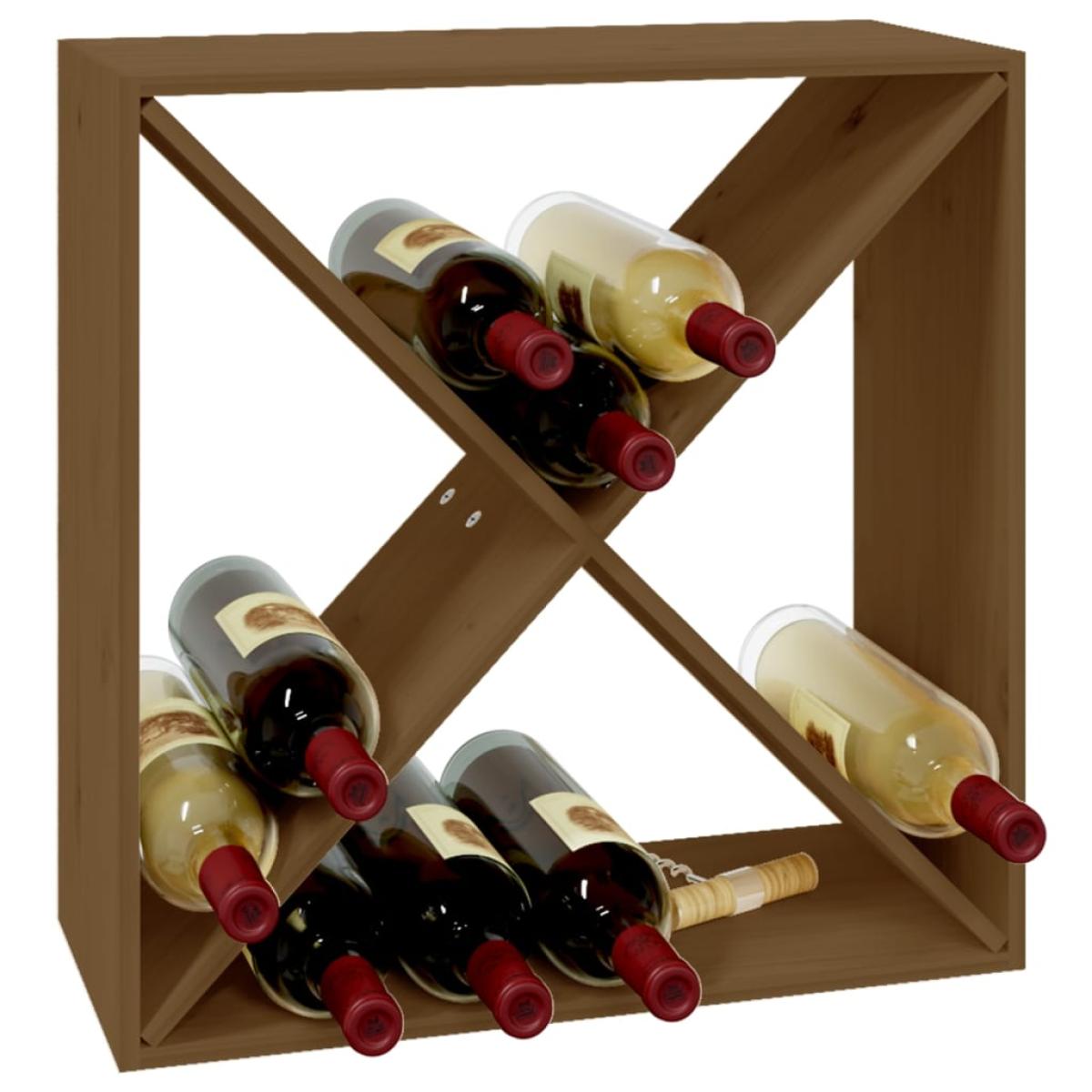 Botellero madera maciza de pino marrón miel 62x25x62 cm