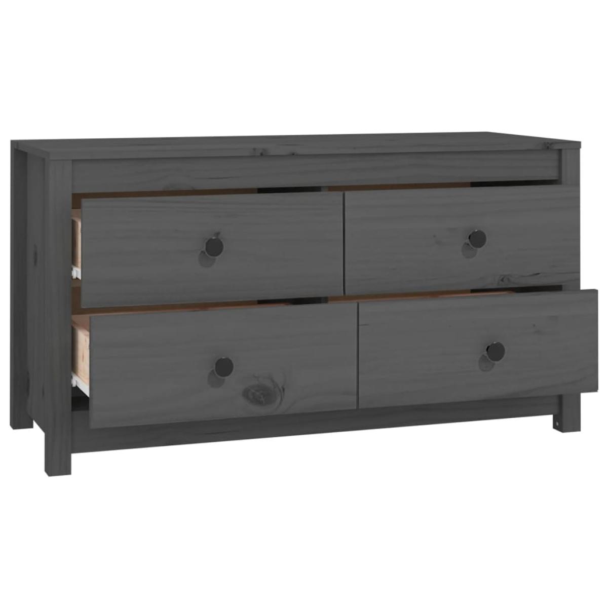 Armario auxiliar de madera maciza de pino gris 100x40x54 cm