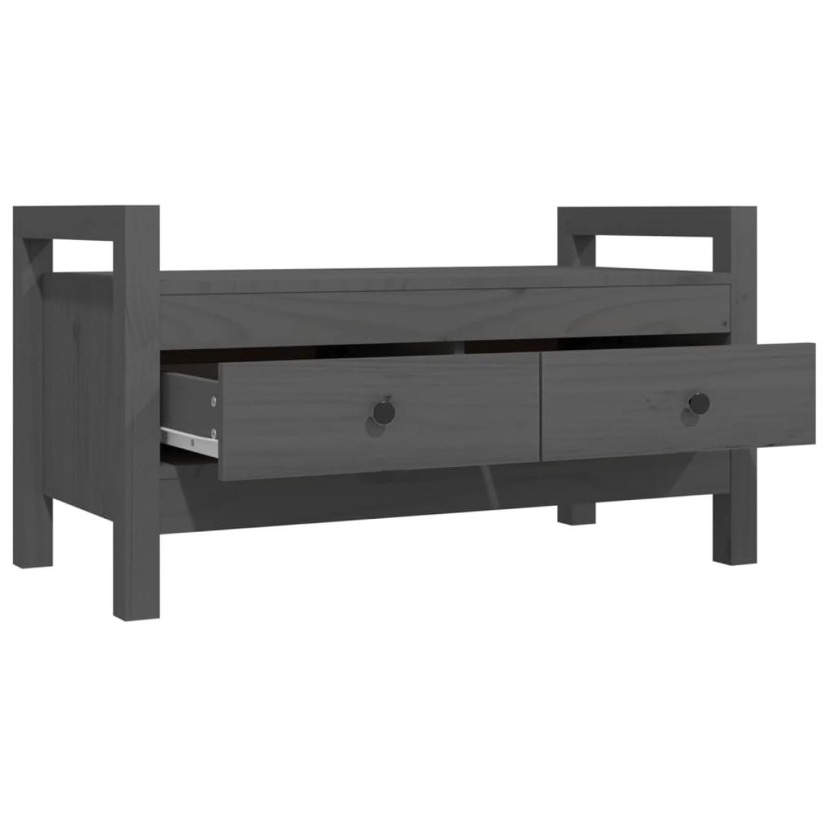 Banco de recibidor madera maciza de pino gris 80x40x43 cm