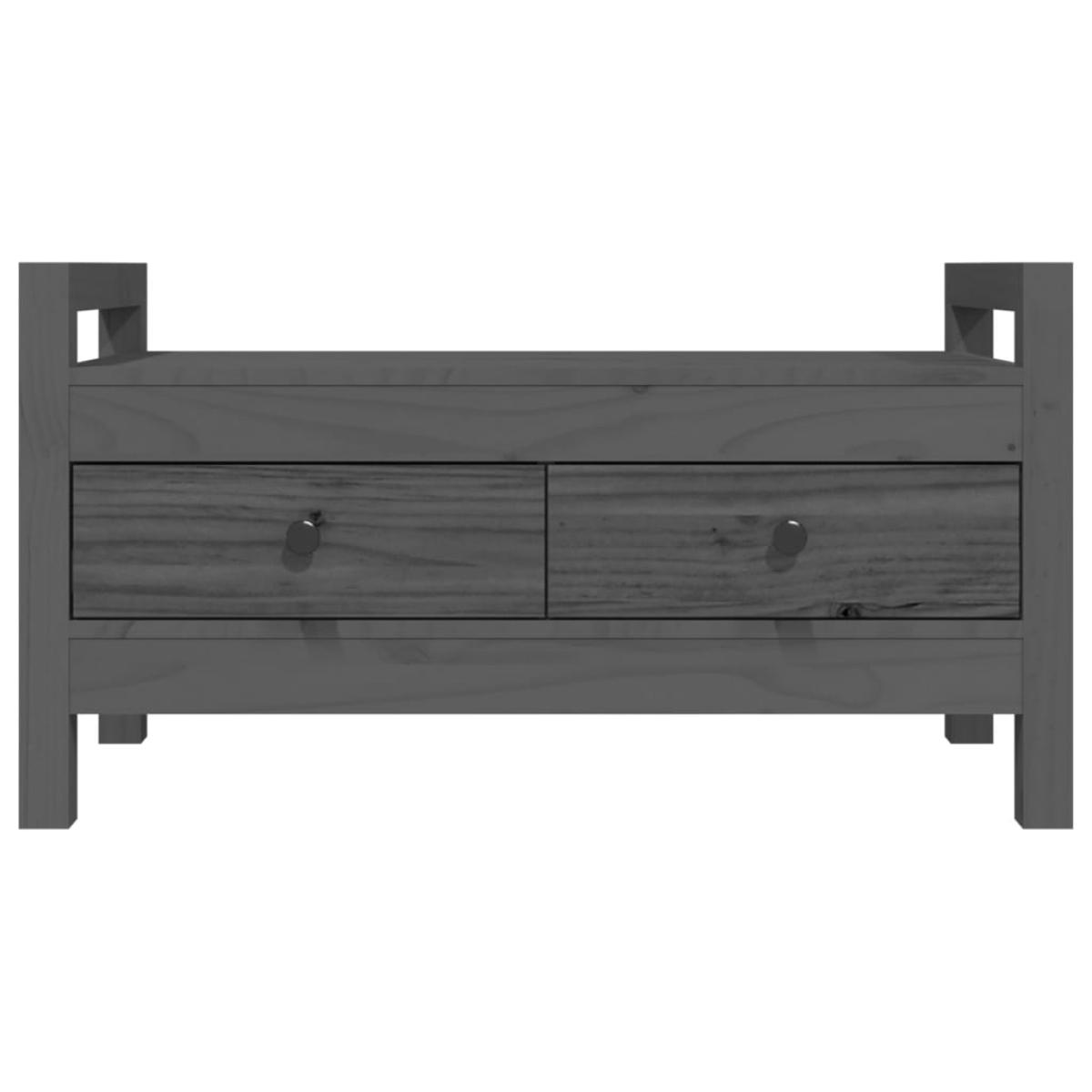 Banco de recibidor madera maciza de pino gris 80x40x43 cm