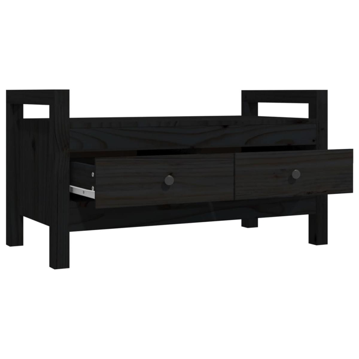 Banco de recibidor madera maciza de pino negro 80x40x43 cm
