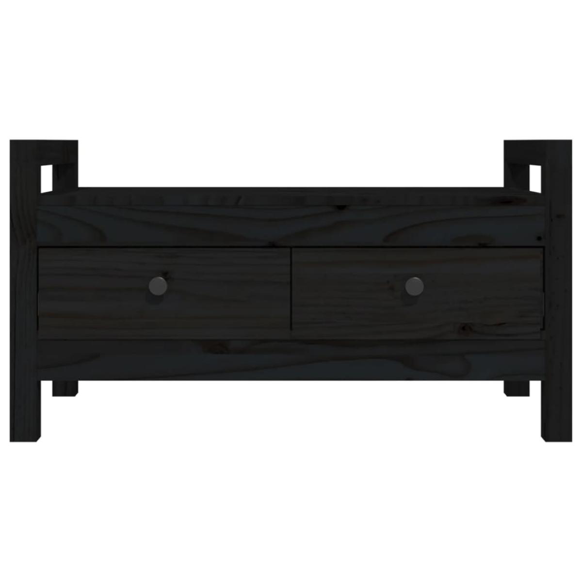 Banco de recibidor madera maciza de pino negro 80x40x43 cm