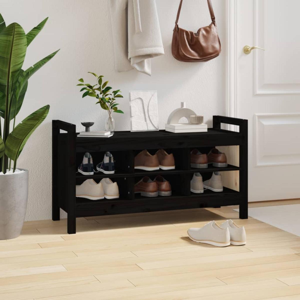 Banco de recibidor madera maciza de pino negro 110x40x60 cm