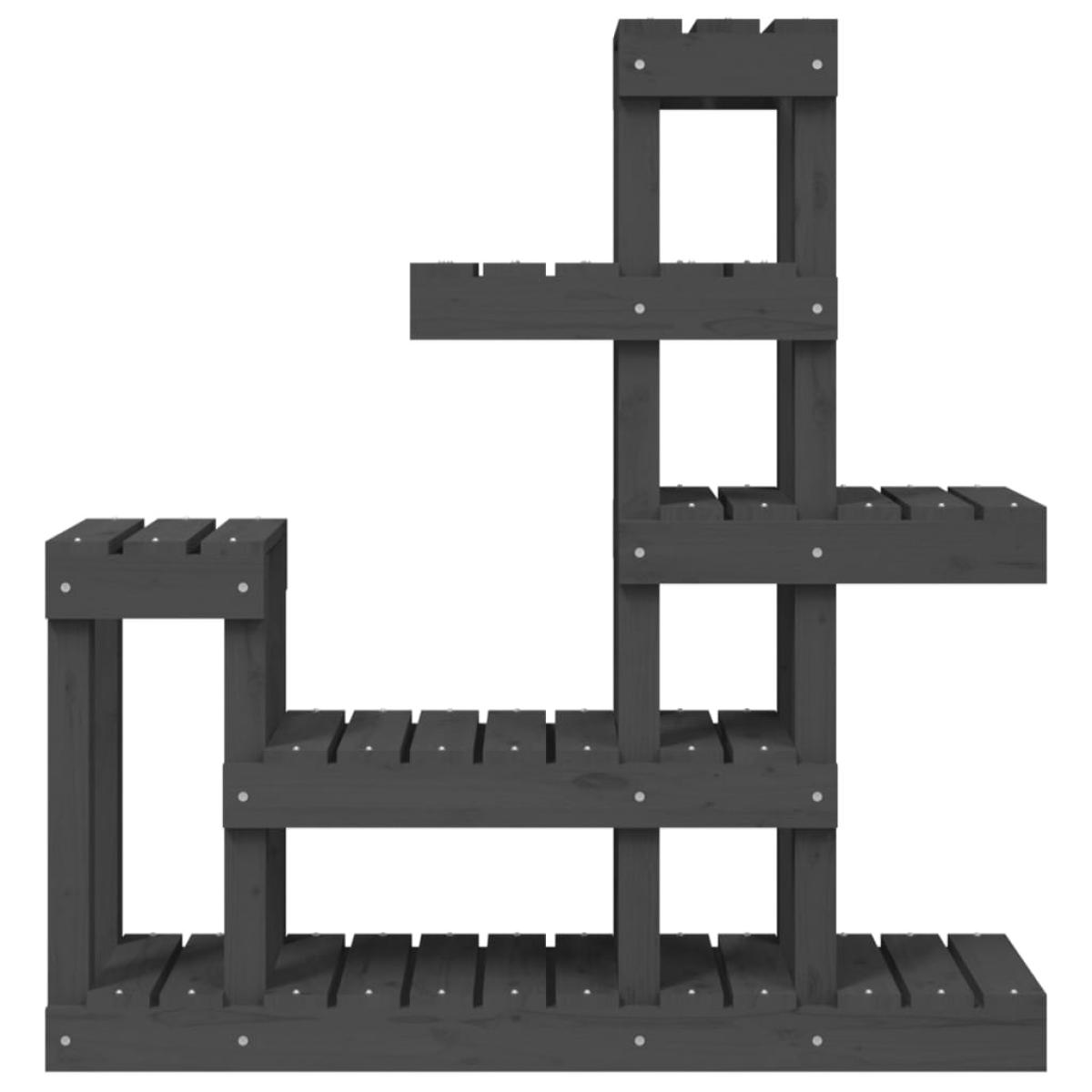 Soporte para plantas madera maciza de pino gris 92x25x97 cm