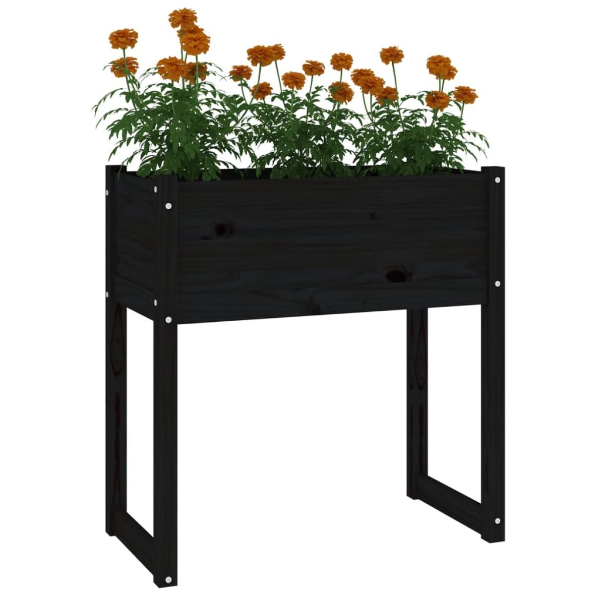 Jardinera madera maciza de pino negro 78x40x81 cm