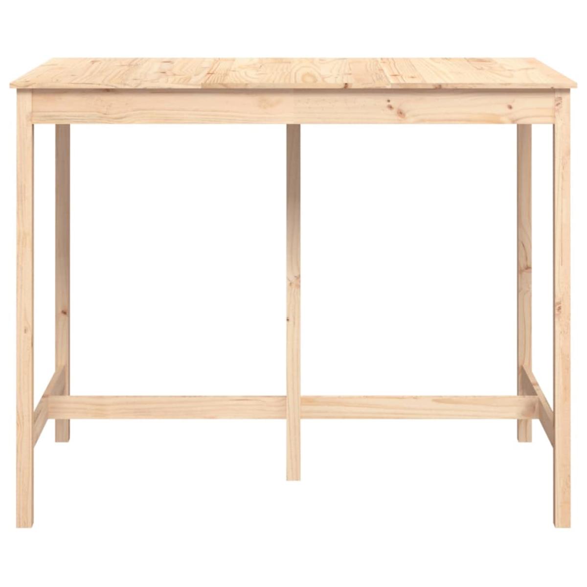 Mesa alta de bar de madera maciza de pino 140x80x110 cm