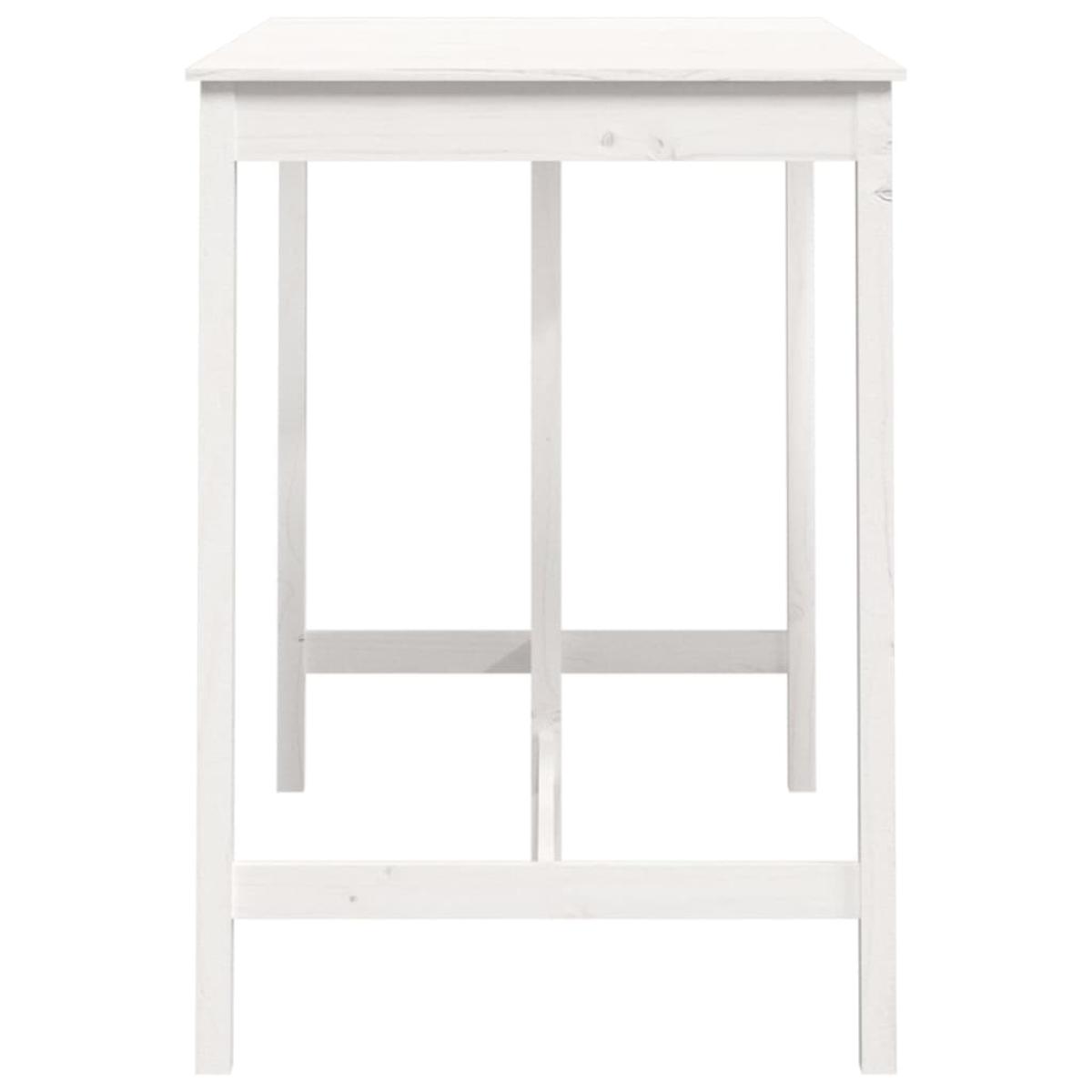 Mesa alta de bar madera maciza de pino blanco 140x80x110 cm