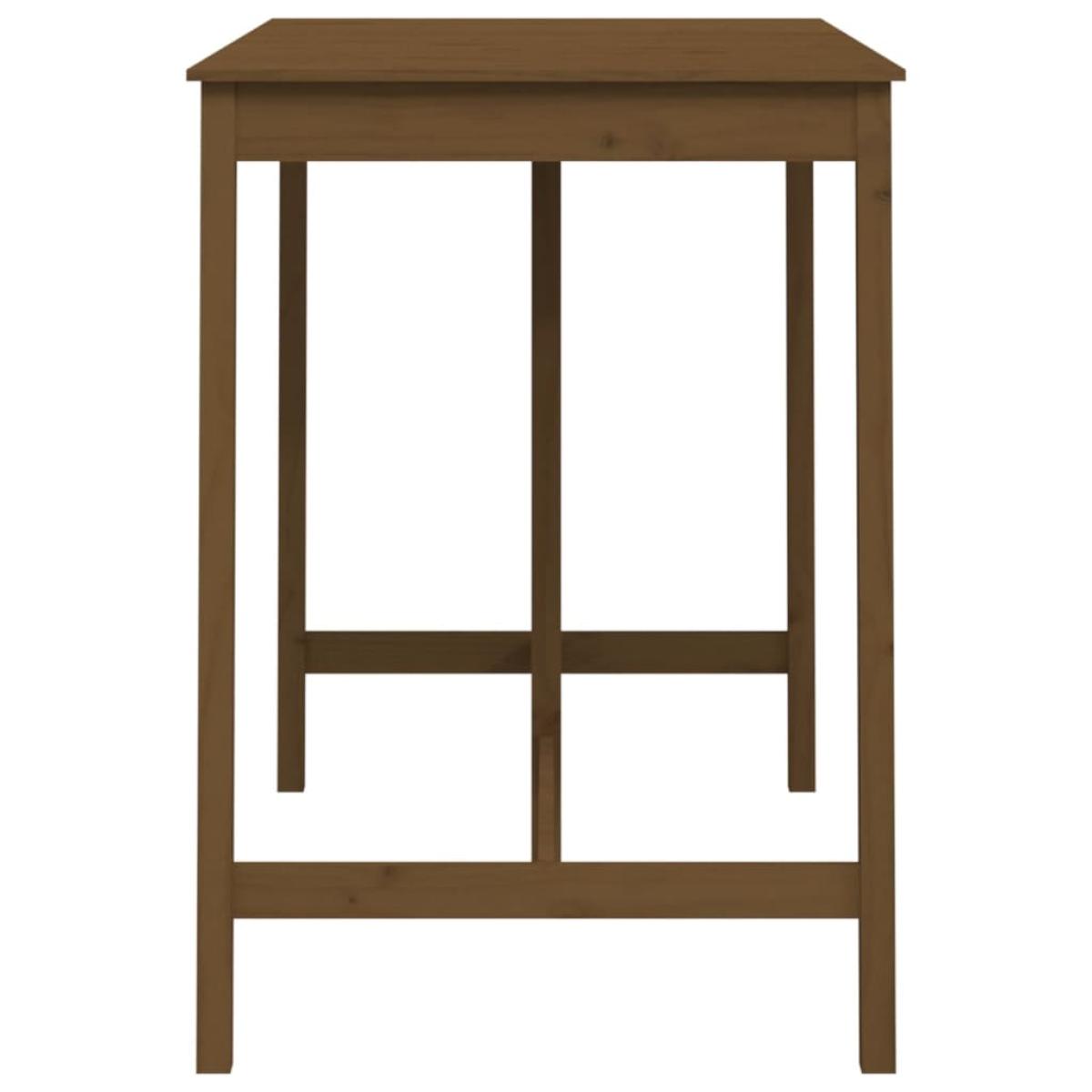 Mesa alta de bar madera maciza de pino marrón miel 140x80x110cm