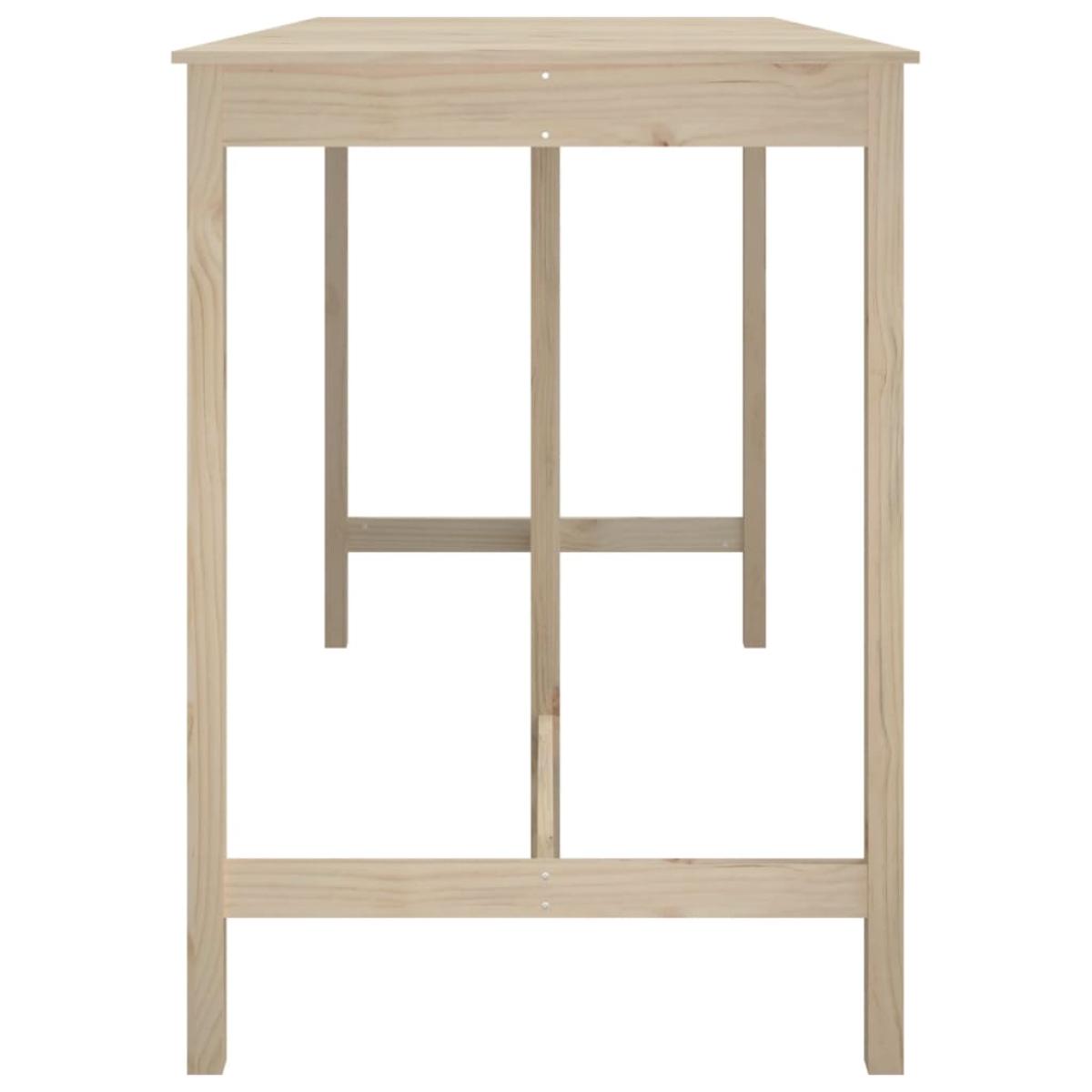 Mesa alta de bar de madera maciza de pino 180x80x110 cm