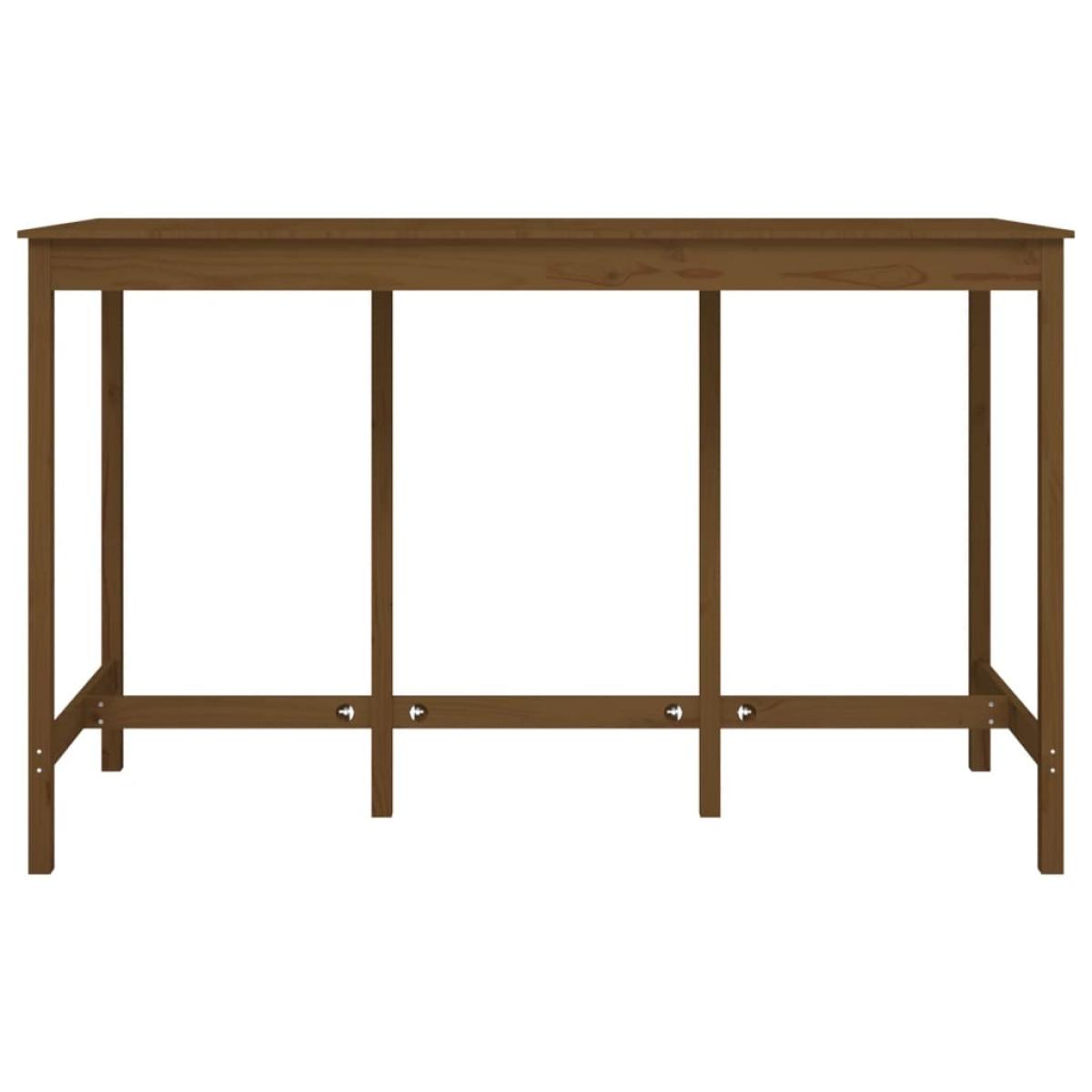 Mesa alta de bar madera maciza pino marrón miel 180x80x110 cm
