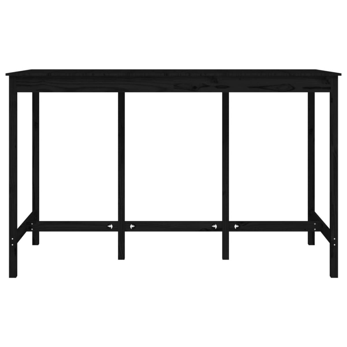 Mesa alta de bar madera maciza de pino negra 180x80x110 cm