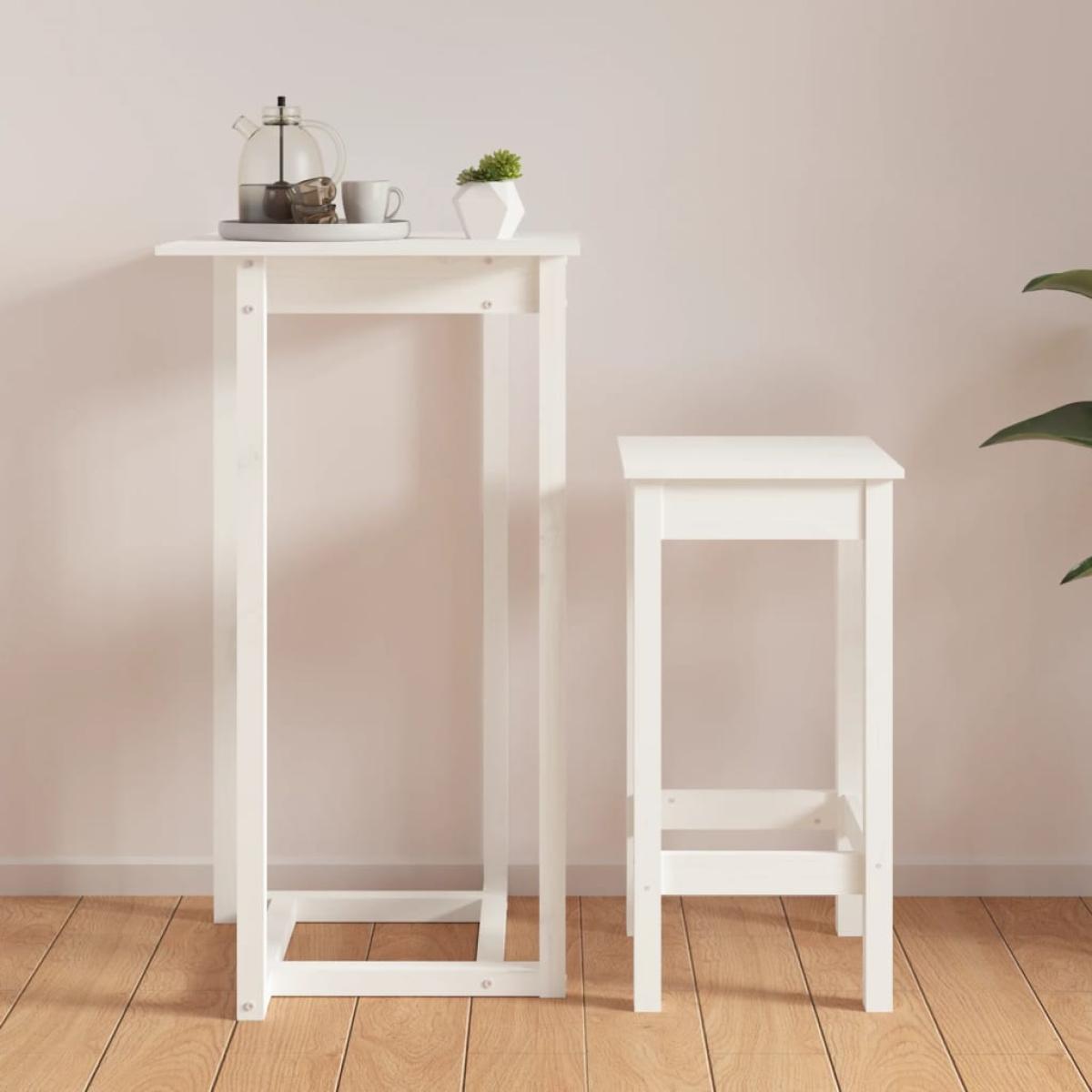 Mesa alta de bar madera maciza de pino blanco 60x60x110 cm