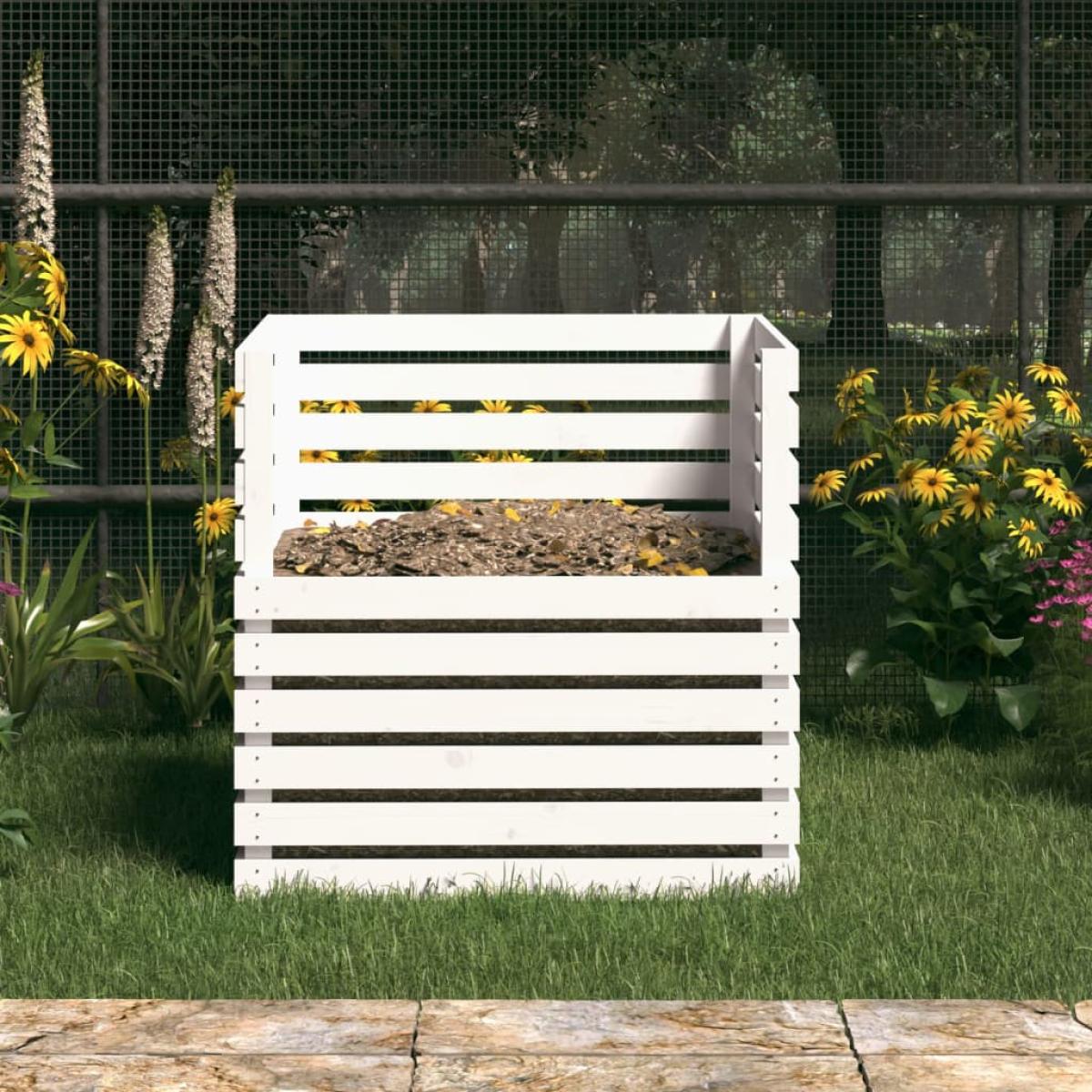 Compostador de madera maciza de pino blanco 80x80x78 cm
