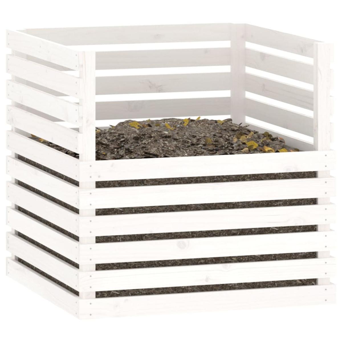 Compostador de madera maciza de pino blanco 80x80x78 cm