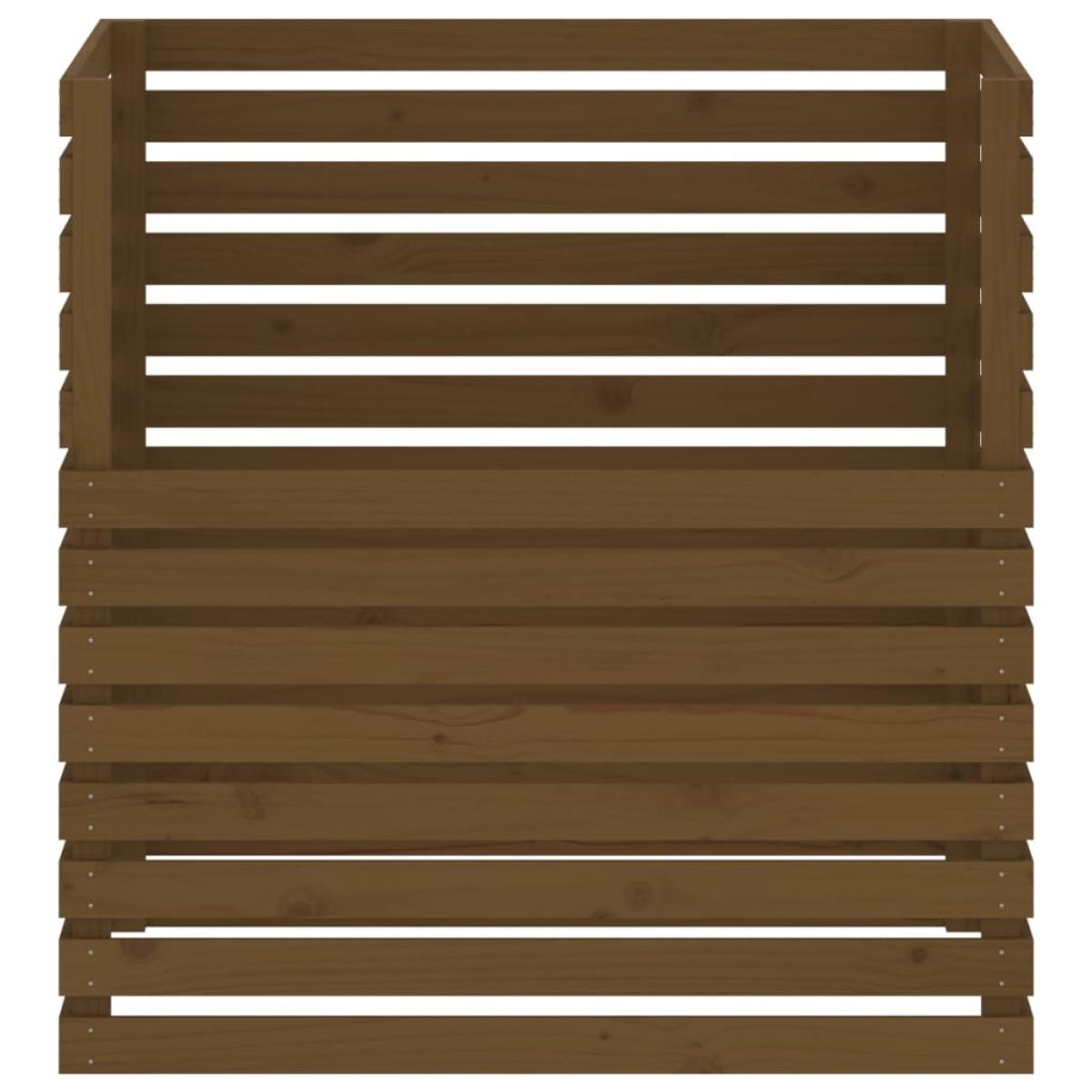 Compostador de madera maciza de pino marrón miel 100x100x102 cm