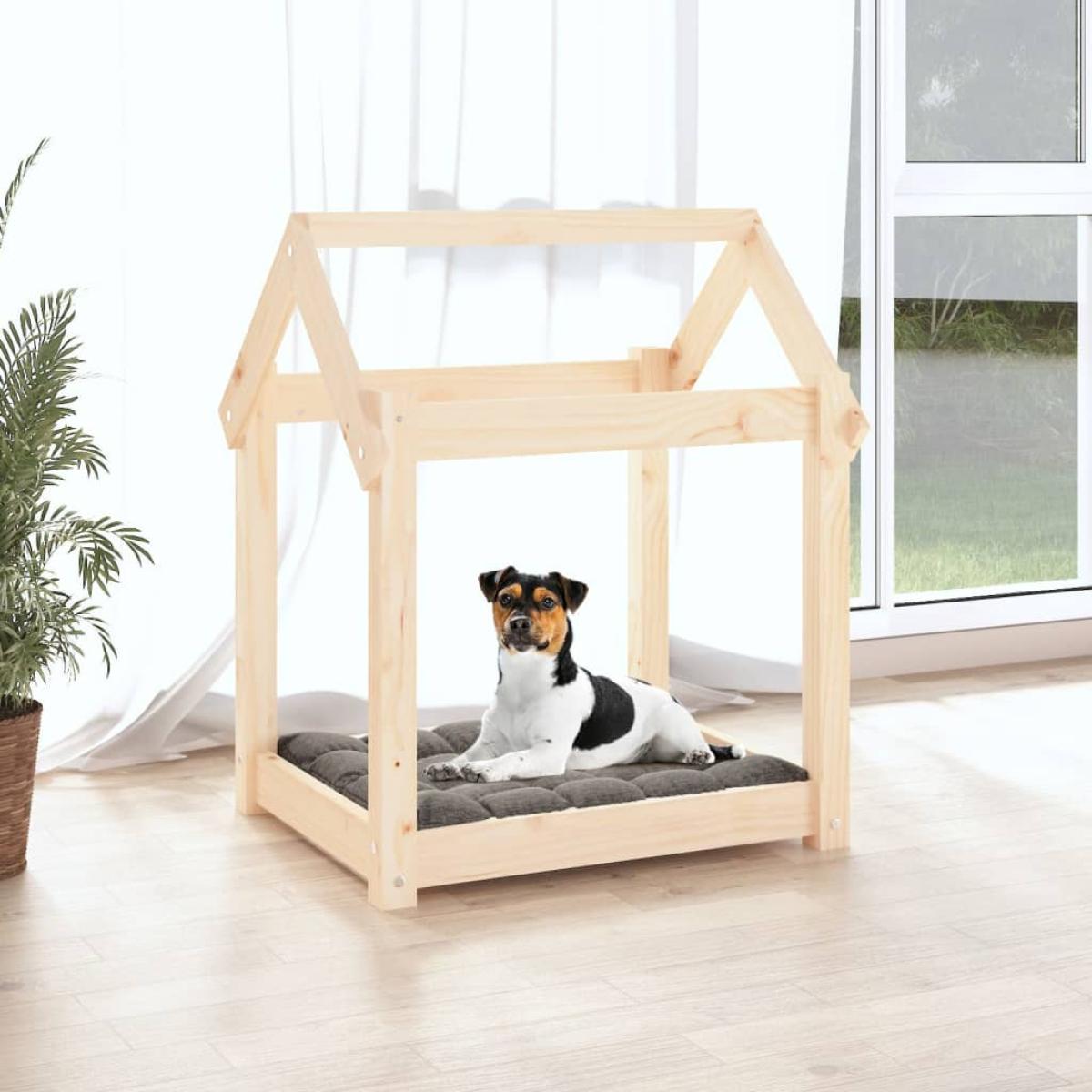 Cama para perros madera maciza de pino 61x50x70 cm