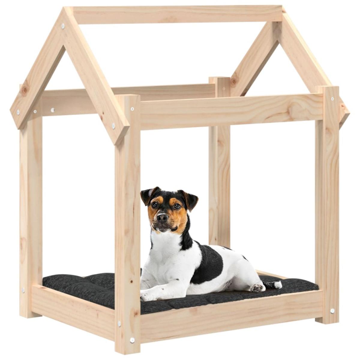 Cama para perros madera maciza de pino 61x50x70 cm