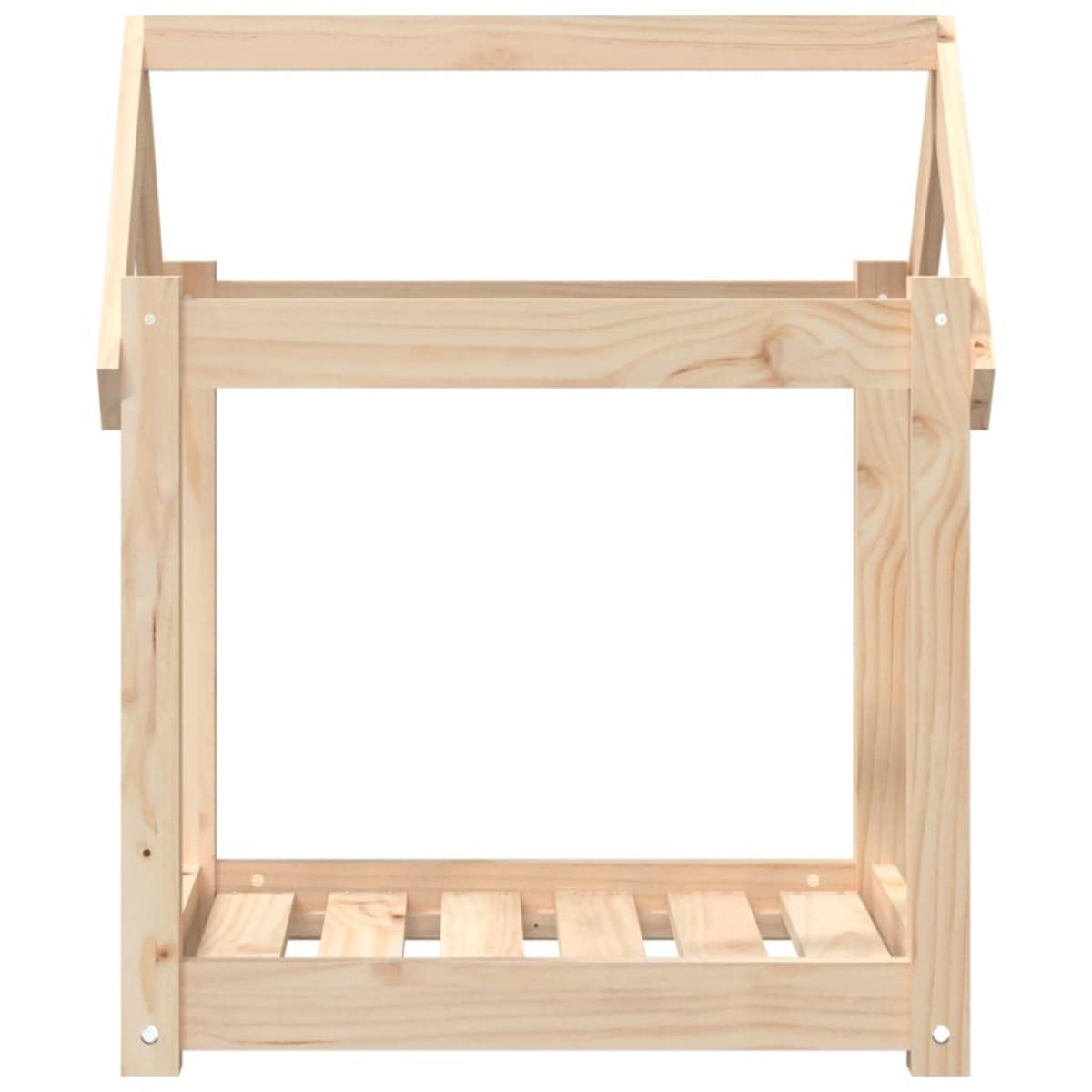 Cama para perros madera maciza de pino 61x50x70 cm