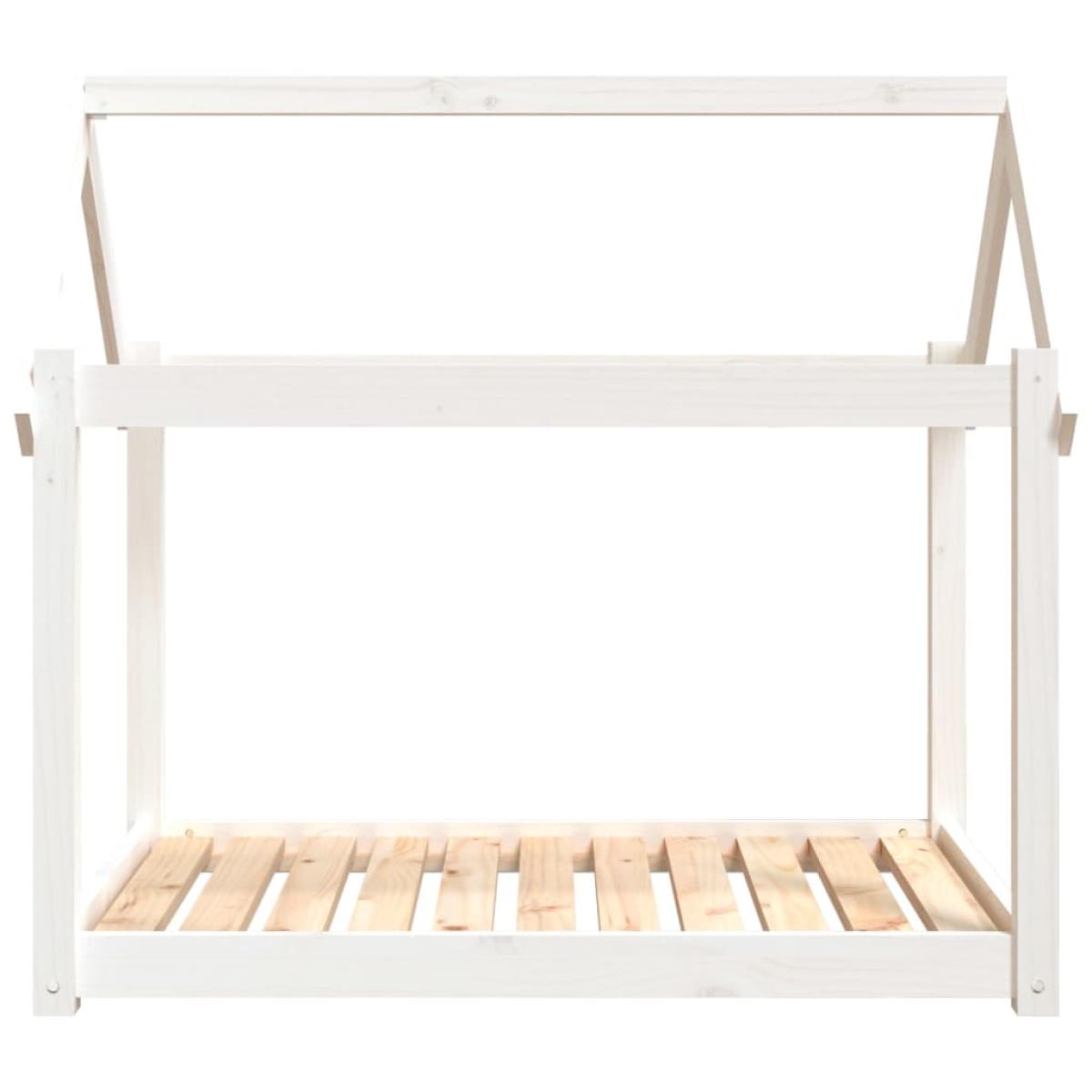 Cama para perros madera maciza de pino blanco 101x70x90 cm