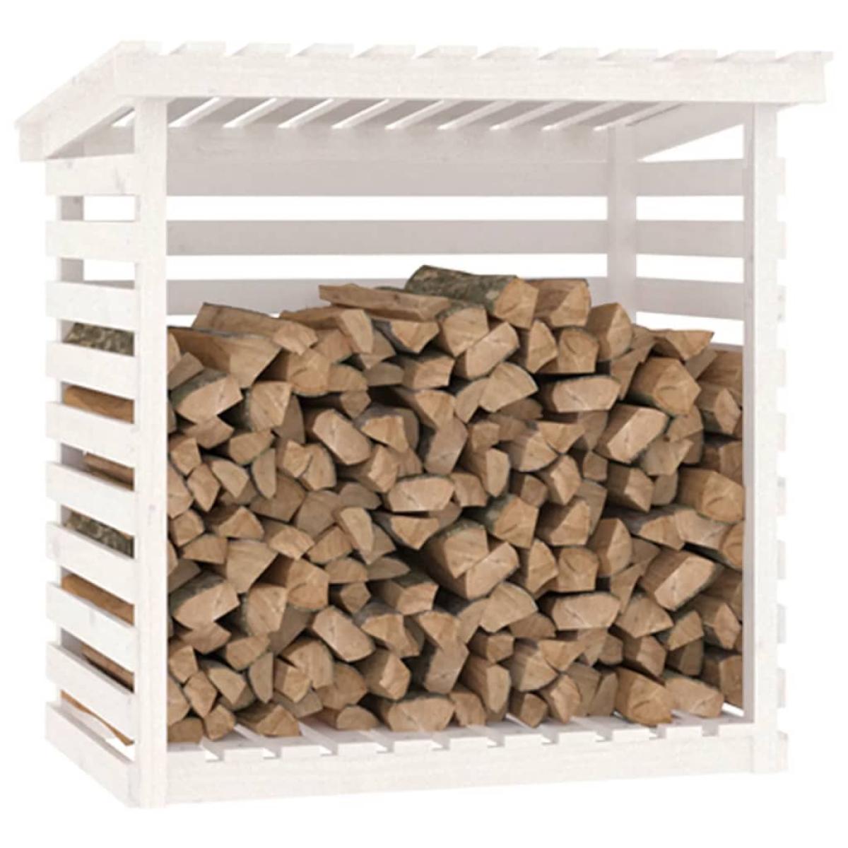 Leñero de madera maciza de pino blanco 108x73x108 cm