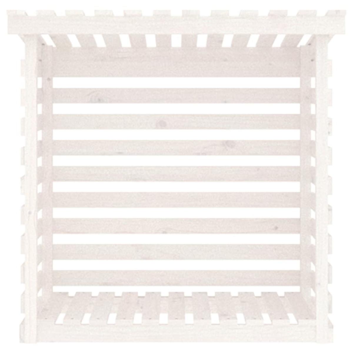 Leñero de madera maciza de pino blanco 108x73x108 cm