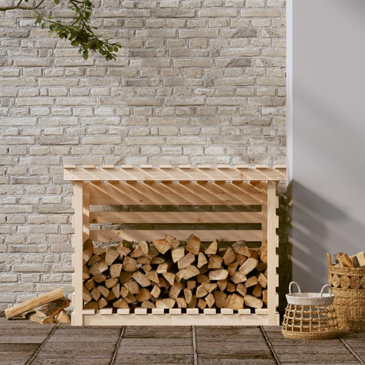 Leñero de madera maciza de pino 108x73x79 cm