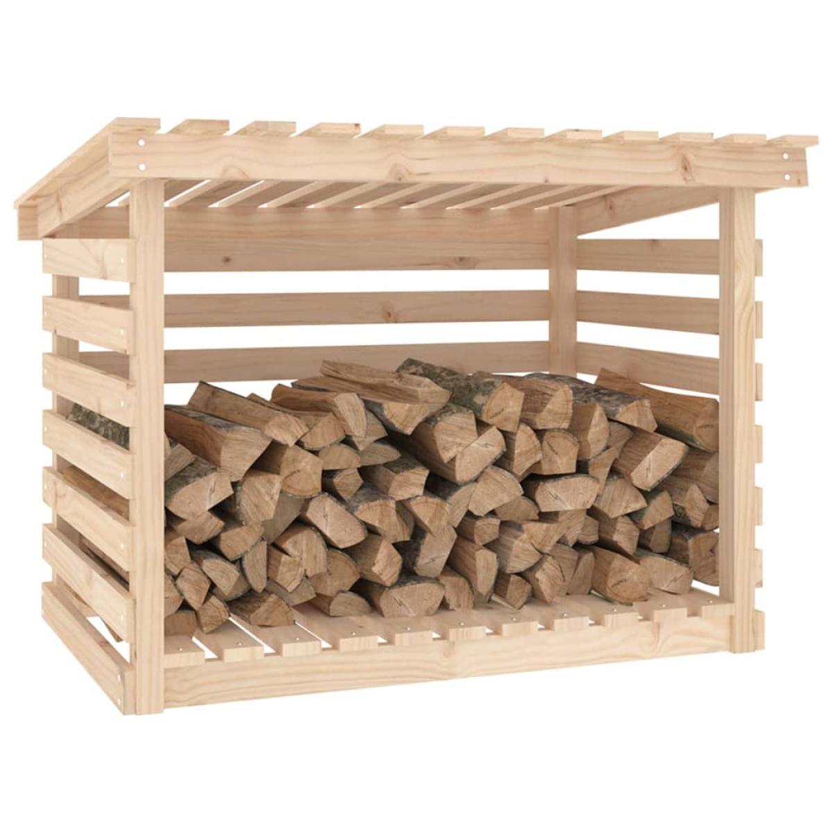 Leñero de madera maciza de pino 108x73x79 cm