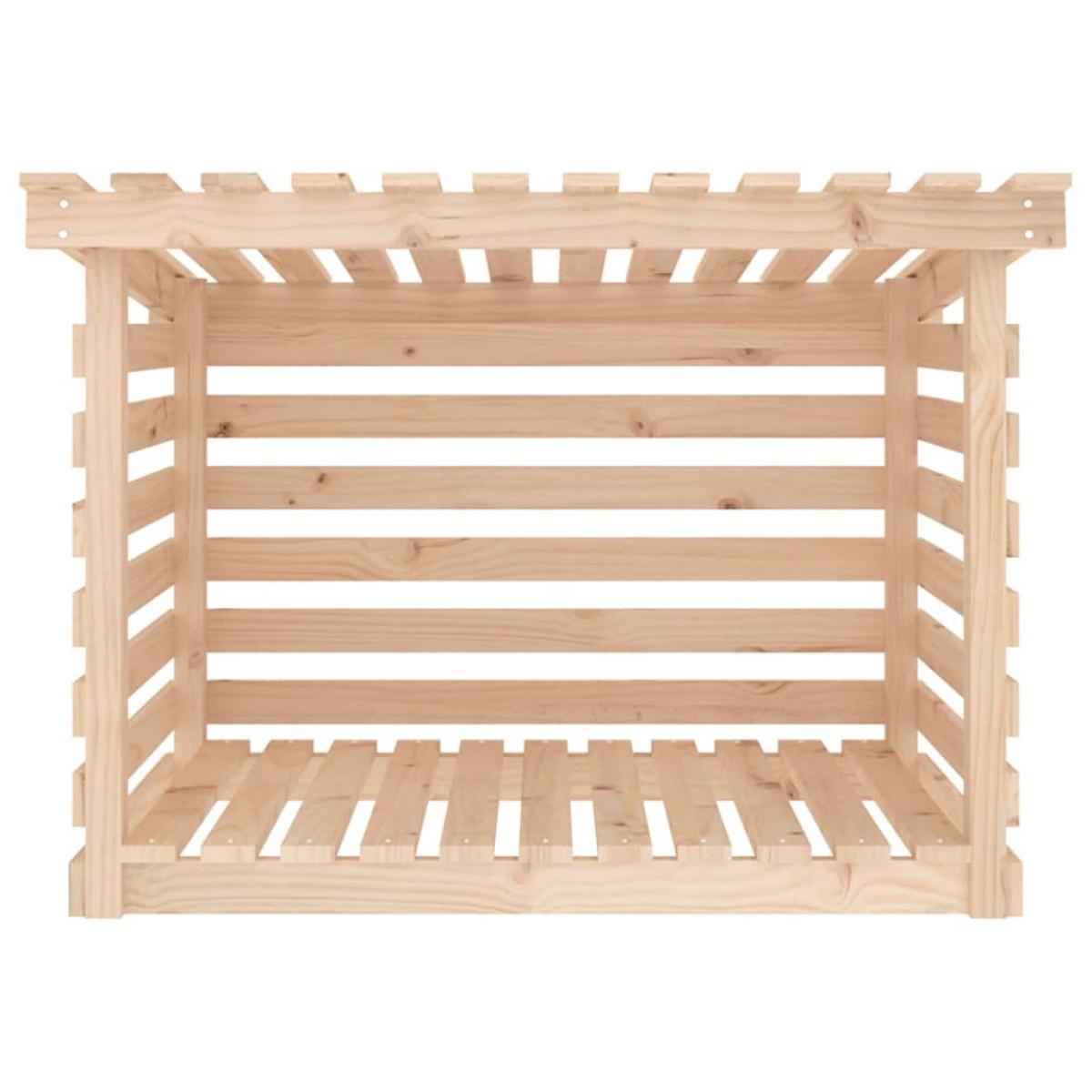 Leñero de madera maciza de pino 108x73x79 cm